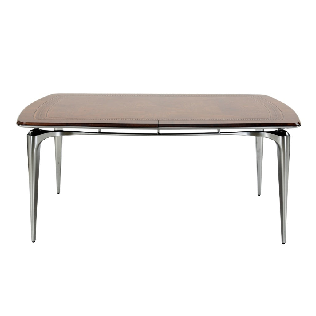 Elegante houten tafel met moderne metalen poten