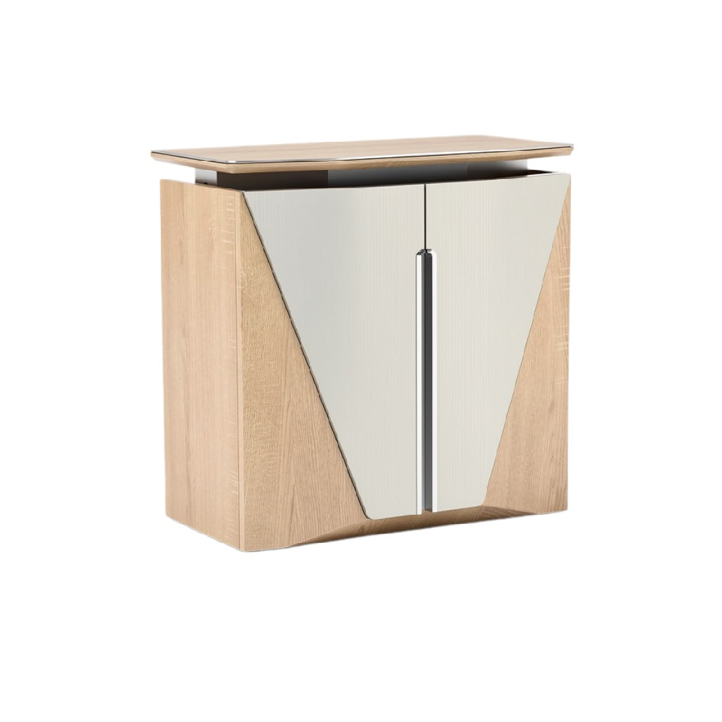 **Moderne Kast met Gecombineerd Houten en Glazen Ontwerp**
